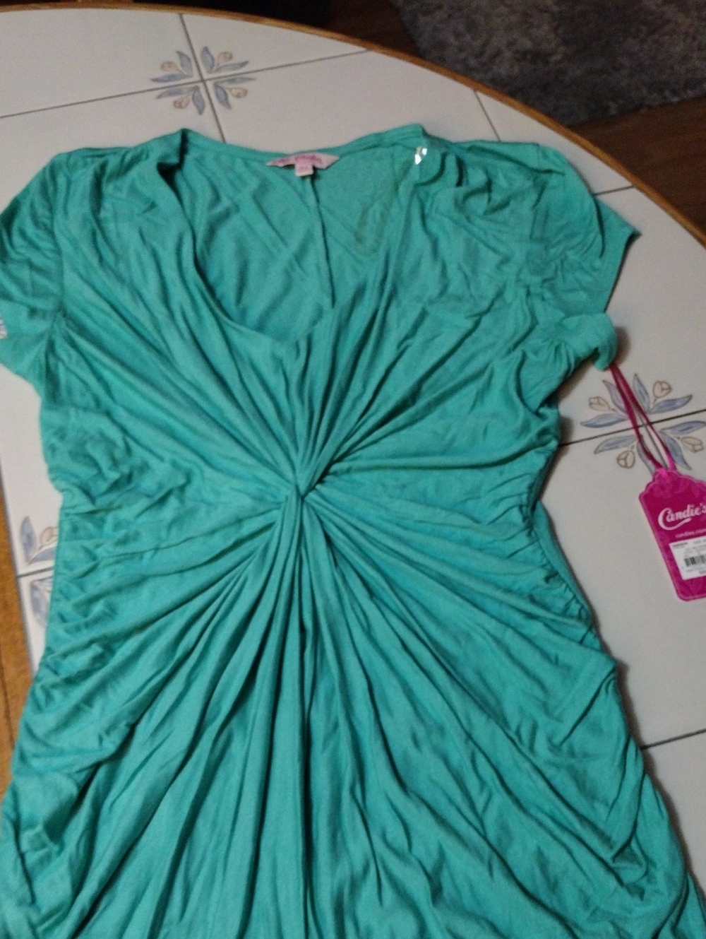 Candie's Sea Grass Knot-Front Tunic Top